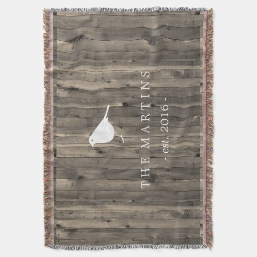 Rustic Brown Wood en Sweet White Bird Deken (Voorkant Verticaal)