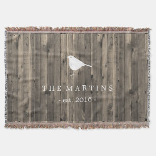 Rustic Brown Wood en Sweet White Bird Deken