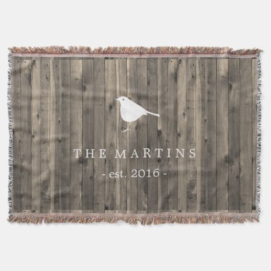 Rustic Brown Wood en Sweet White Bird Deken (Voorkant)