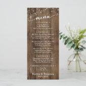 Rustic Brown Wood Fairy Lichten, Elegant Typografi Menu (Staand voorkant)