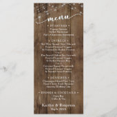 Rustic Brown Wood Fairy Lichten, Elegant Typografi Menu (Voorkant)