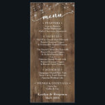 Rustic Brown Wood Fairy Lichten, Elegant Typografi Menu<br><div class="desc">Met een bruine houten achtergrond en dubbele koorden van twinkelende lichte accenten, heb ik een mooie moderne manuscriptdoopvont gecombineerd om grafiek terug te geven die zeer belangrijke woorden en zinnen in de ontwerpopening toont. In dit stuk, leest de kalligrafie eenvoudig "menu". Dit collectie is ideaal voor een land of casual...</div>