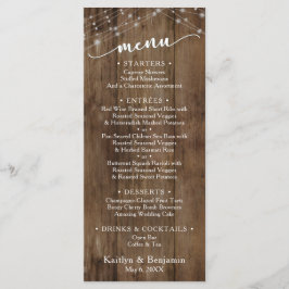 Rustic Brown Wood Fairy Lichten, Elegant Typografi Menu