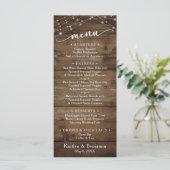 Rustic Brown Wood Fairy Lichten, Elegant Typografi Menu (Staand voorkant)
