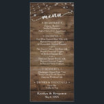 Rustic Brown Wood Fairy Lichten, Elegant Typografi Menu<br><div class="desc">Met een bruine houten achtergrond en dubbele koorden van twinkelende lichte accenten, heb ik een mooie moderne manuscriptdoopvont gecombineerd om grafiek terug te geven die zeer belangrijke woorden en zinnen in de ontwerpopening toont. In dit stuk, leest de kalligrafie eenvoudig "menu". Dit collectie is ideaal voor een land of casual...</div>