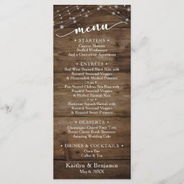 Rustic Brown Wood Fairy Lichten, Elegant Typografi Menu