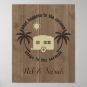 Rustic Brown Wood Funny Camping Quote Poster (Voorkant)