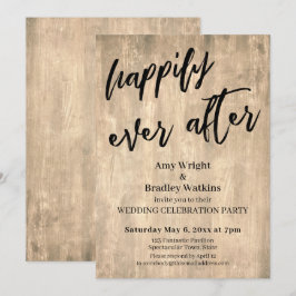 Rustic Brown Wood gewoon gehuwd huwelijksrecept Kaart