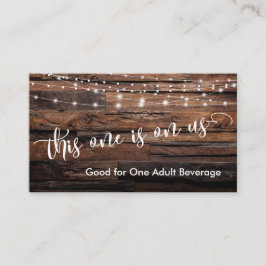 Rustic Brown Wood & Lichten Drink Ticket Enclosure Informatiekaartje