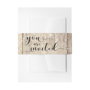Rustic Brown Wood & Lichten "You are Invision" Uitnodigingen Wikkel