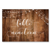 Rustic Brown Wood & Lights Tabel Negentien Kaart (Voorkant)
