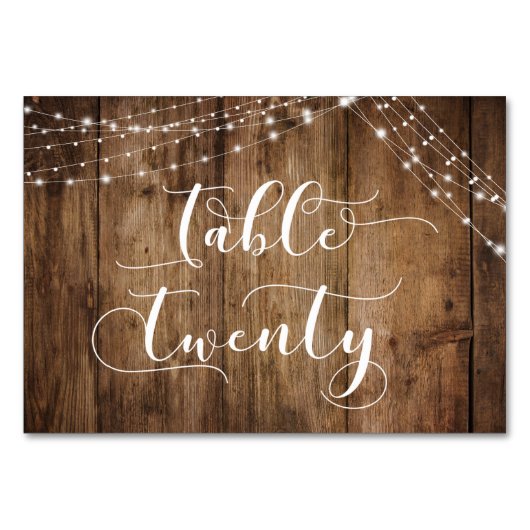 Rustic Brown Wood & Lights Tabel Twintig Kaart (Achterkant)