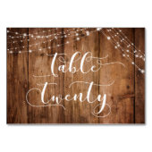 Rustic Brown Wood & Lights Tabel Twintig Kaart (Voorkant)