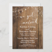 Rustic Brown Wood & Lights We Got Married Event Kaart (Voorkant)