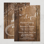 Rustic Brown Wood & Lights We hebben feestvieren u Kaart (Voorkant / Achterkant)