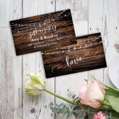 Rustic Brown Wood & Lights, Wedding Gift Registry Informatiekaartje