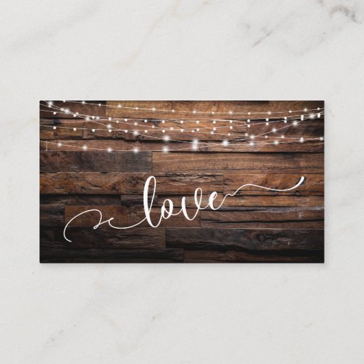 Rustic Brown Wood & Lights, Wedding Gift Registry Informatiekaartje (Achterkant)