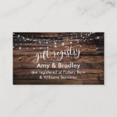 Rustic Brown Wood & Lights, Wedding Gift Registry Informatiekaartje (Voorkant)