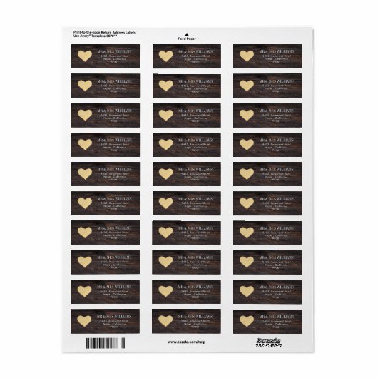 Rustic Brown Wood Matching Address Label (Full Sheet)
