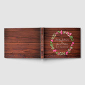 Rustic Brown Wood Pink Floral Country Wedding Gastenboek (Volledig)