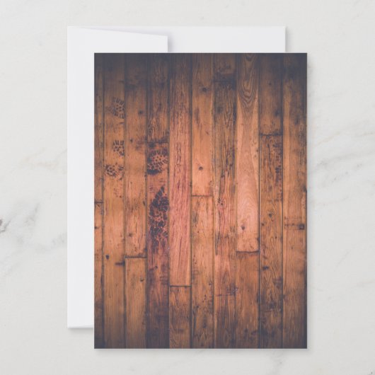 Rustic Brown Wood String Lights | Weddenschap Kaart (Achterkant)