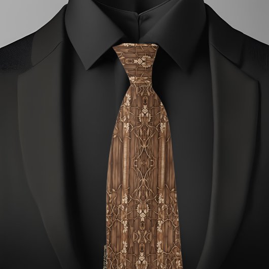 Rustic Brown Wood Stropdas