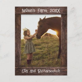 Rustic Brown Wood Text Editable Faux Photo Frame Briefkaart