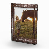 Rustic Brown Wood Text Editable Faux Photo Frame Fotoblokken (Rechts)