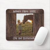 Rustic Brown Wood Text Editable Faux Photo Frame Muismat (Met muis)
