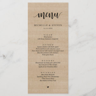 Rustic Brown Wood Wedding Elopement Menu