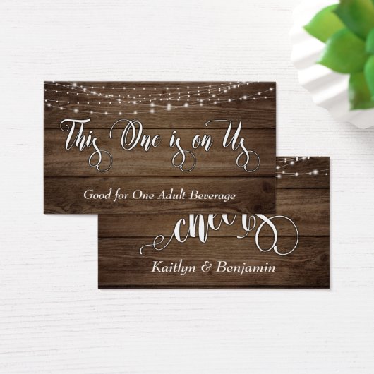 Rustic Brown Wood & White Lights, Drink Tickets Visitekaartje (Bureau)