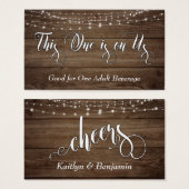 Rustic Brown Wood & White Lights, Drink Tickets Visitekaartje (Voorkant /achterkant)