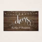 Rustic Brown Wood & White Lights, Drink Tickets Visitekaartje (Achterkant)