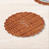 Rustic Brown Wood Wicker Picnic Basket Funny Kartonnen Onderzetters (Gekanteld)