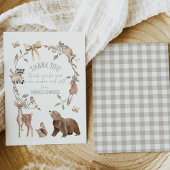 Rustic Brown Woodland Baby Shower  Bedankkaart