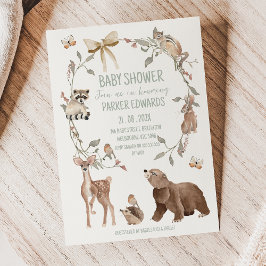 Rustic Brown Woodland Baby Shower Invitation Kaart