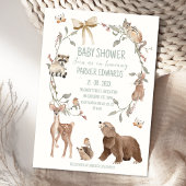 Rustic Brown Woodland Baby Shower Invitation Kaart