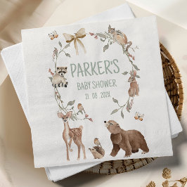 Rustic Brown Woodland Baby Shower Paper Servet