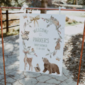 Rustic Brown Woodland Baby Shower Welcome Sign Foto Afdruk
