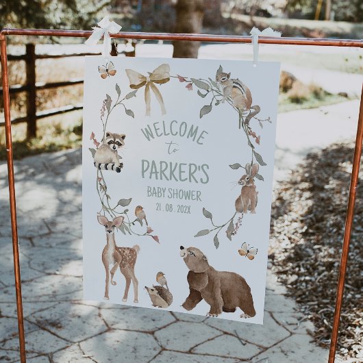 Rustic Brown Woodland Baby Shower Welcome Sign Foto Afdruk