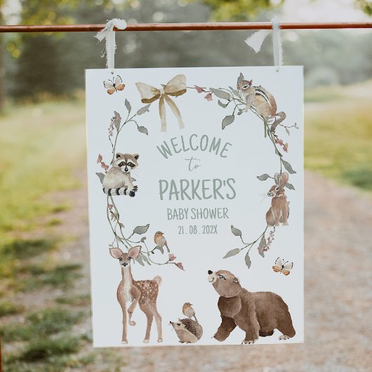 Rustic Brown Woodland Baby Shower Welcome Sign Foto Afdruk