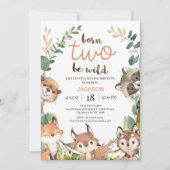 Rustic Brown Woodland Born Two Be Wild Birthday Kaart (Voorkant)