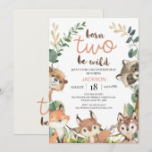 Rustic Brown Woodland Born Two Be Wild Birthday Kaart (Voorkant / Achterkant)