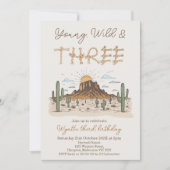 Rustic Brown Young Wild and Three 3rd Birthday Kaart (Voorkant)