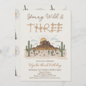 Rustic Brown Young Wild and Three 3rd Birthday Kaart (Voorkant / Achterkant)