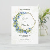 Rustic Bruidssave-the-datekaart met Blauwe Bosbes Save The Date (Staand voorkant)
