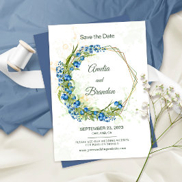 Rustic Bruidssave-the-datekaart met Blauwe Bosbes  Save The Date