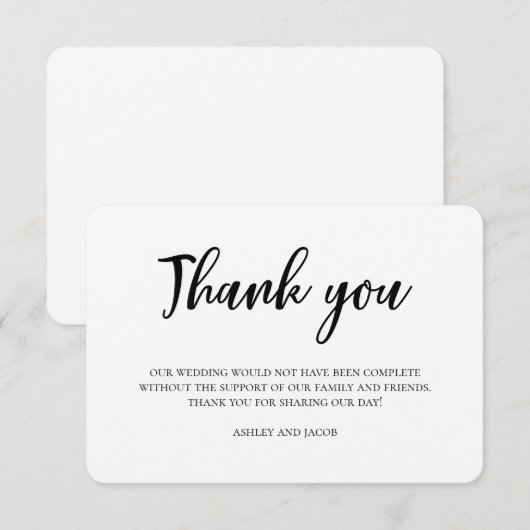 Rustic bruiloft bedankt. Moderne landennota Kaart (Voorkant / Achterkant)