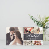 Rustic bruiloft Thankful Horizontale fotocollage Bedankkaart (Staand voorkant)
