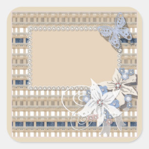 Rustic, bruiloft vierkante sticker